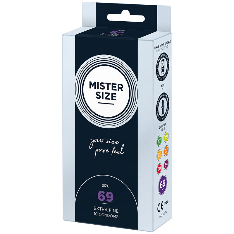 10 Preservativi taglia XXXL da 69 mm MISTER SIZE