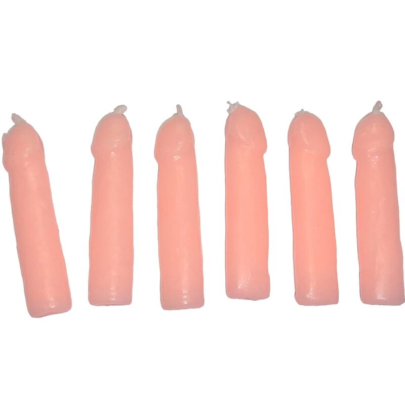 Set di 6 candele a forma di pene color carne DIABLO PICANTE