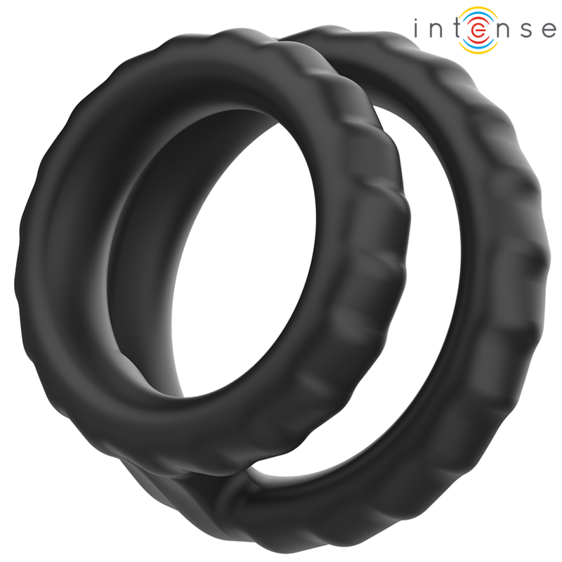 INTENSE – DEWEY DOPPIO ANELLO PER PENE IN SILICONE MODELLO NERO 2