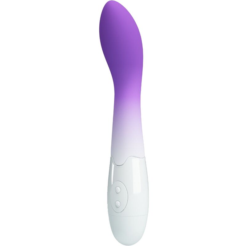 Vibratore per il punto G in silicone viola e bianco 'BISHOP' PRETTY LOVE