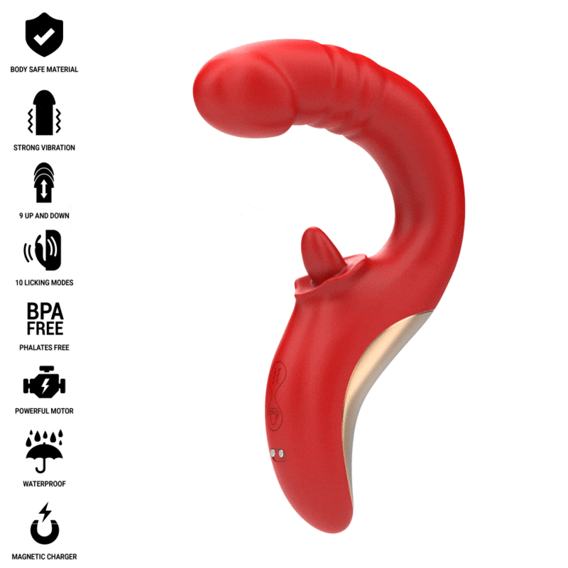 Vibratore Rabbit a spinta con lecca clitoride ‘PAULINA’ INTENSE