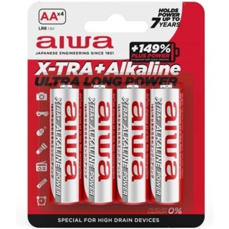 AIWA – X-TRA ALKALINE AA BATTERIA ALCALINICA LR6 BLISTER*4