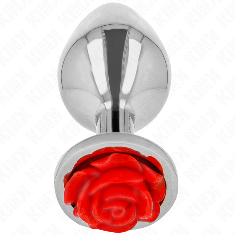 Plug anale in acciaio inossidabile con rosa rossa TAGLIA S KINK