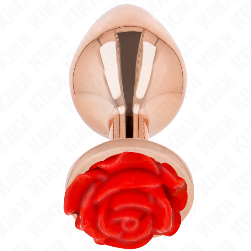 Plug anale color oro rosa con rosa rossa TAGLIA L KINK