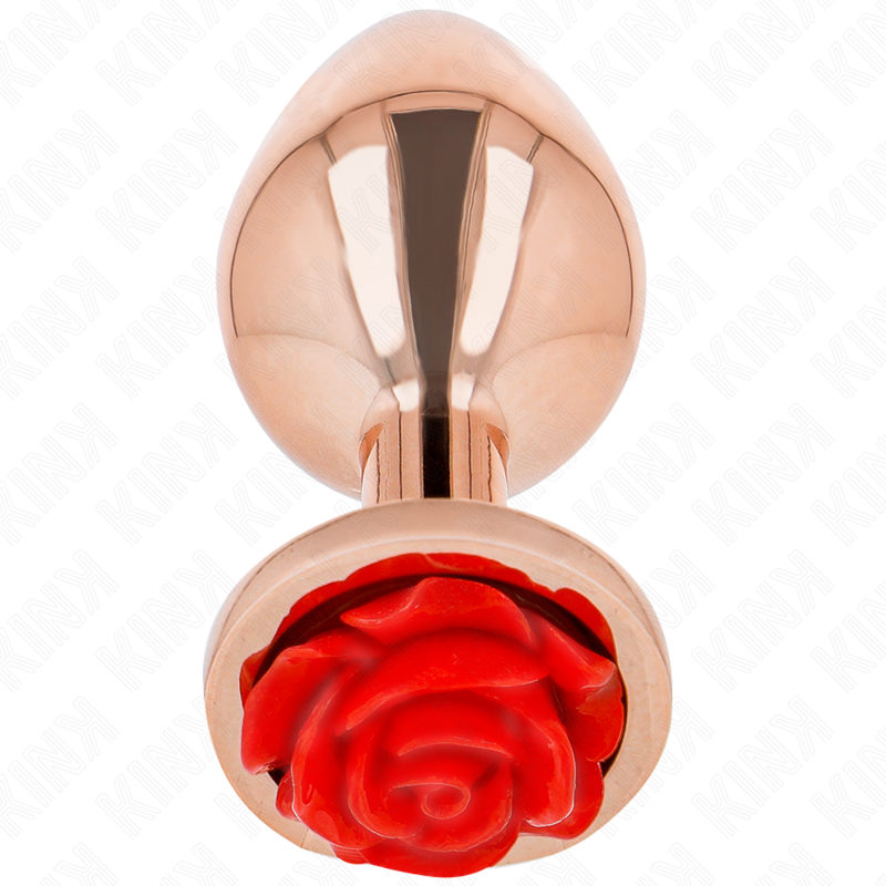 Plug anale color oro rosa con rosa rossa TAGLIA M KINK