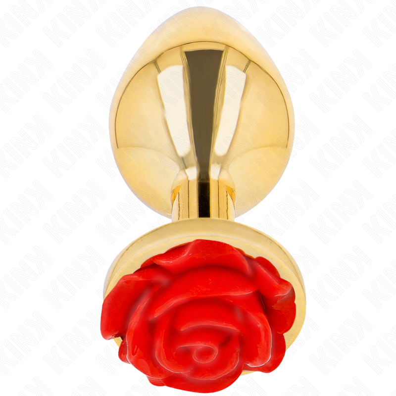 Plug anale dorato con rosa rossa TAGLIA L KINK