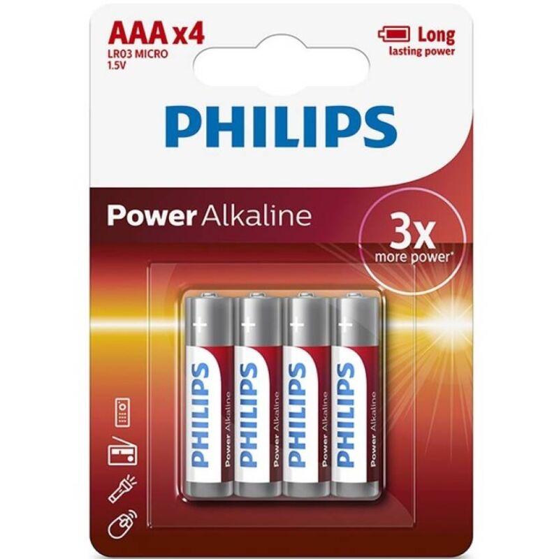 PHILIPS – BATTERIA ALCALINE AAA LR03 BLISTER*4