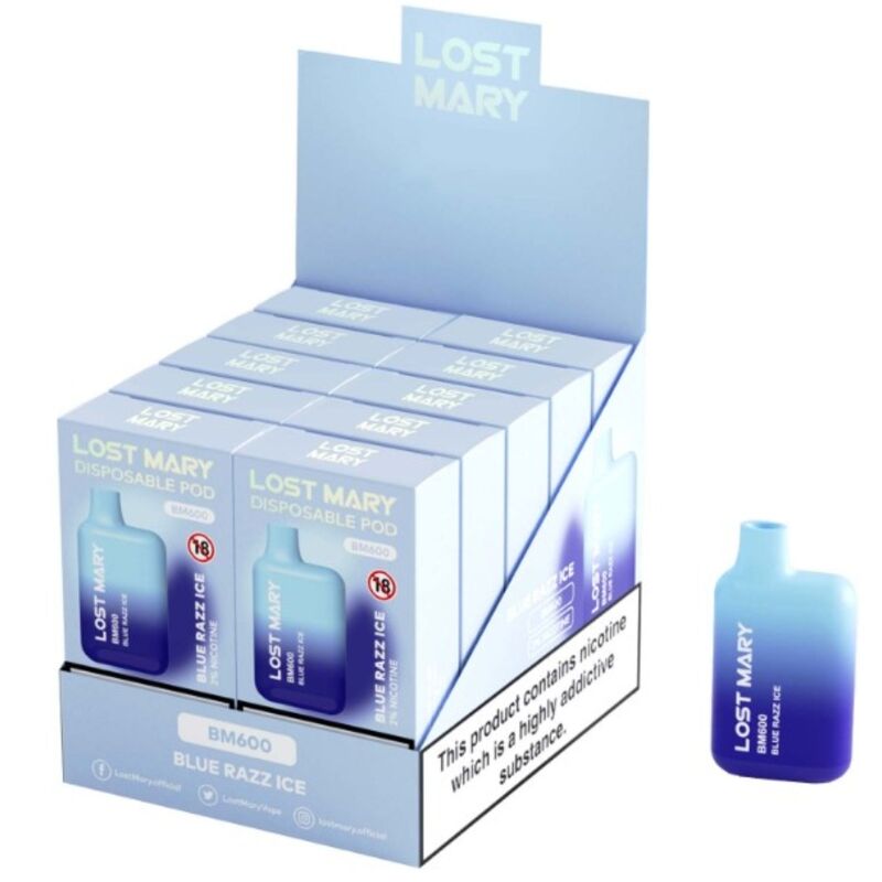 LOST MARY – BM600 NICOTINA VAPER 2% MONOUSO BLUE RAZZ ICE