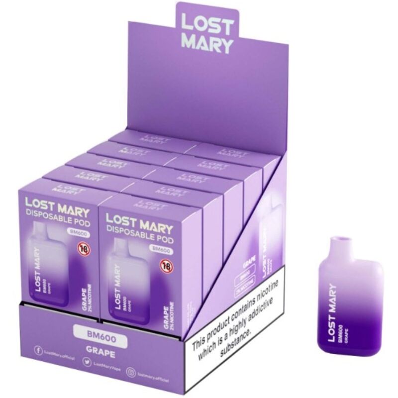 LOST MARY – BM600 NICOTINA VAPER 2% MONOUSO UVA