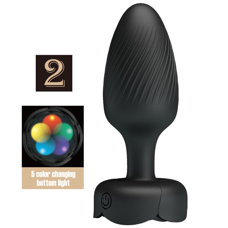 PRETTY LOVE – VARIAN PLUG ANALE CON LUCE LED NERO 10,8 CM