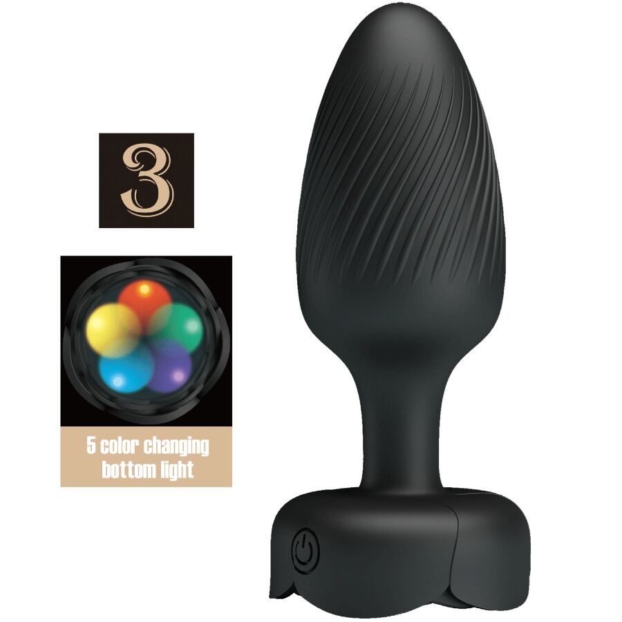 PRETTY LOVE – OSBORN PLUG ANALE CON LUCE LED NERO 9,8 CM