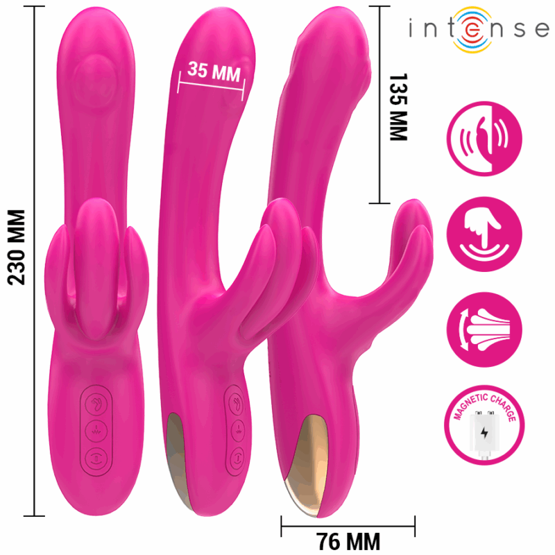INTENSE - VIBRATORE MULTIFUNZIONE CONIGLIO BRITNEY 23 CM ROSA - immagine 3