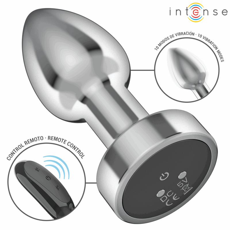 INTENSE - PLUG ANALE 10 VIBRAZIONI METALLO CON TELECOMANDO S - immagine 4