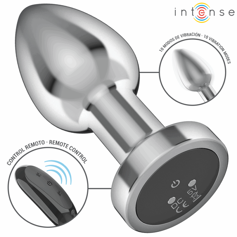 INTENSE - PLUG ANALE 10 VIBRAZIONI METALLO CON TELECOMANDO M - immagine 4