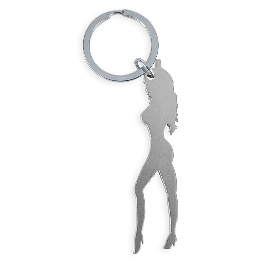 DIABLO PICANTE – PORTACHIAVI CON SILHOUETTE FEMMINILE COLOR ARGENTO CON APRIBIRRA