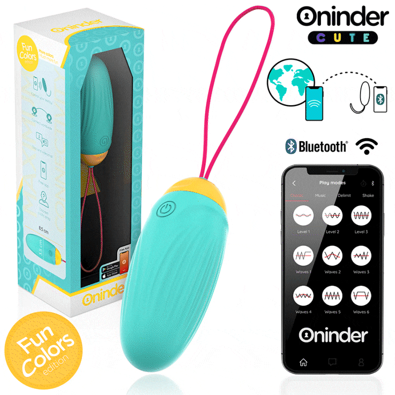 ONINDER CUTE – UOVO VIBRO-ROTANTE IN SILICONE CON GEMMA PER AMORE E PIACERE – APP GRATUITA IN TUTTO IL MONDO
