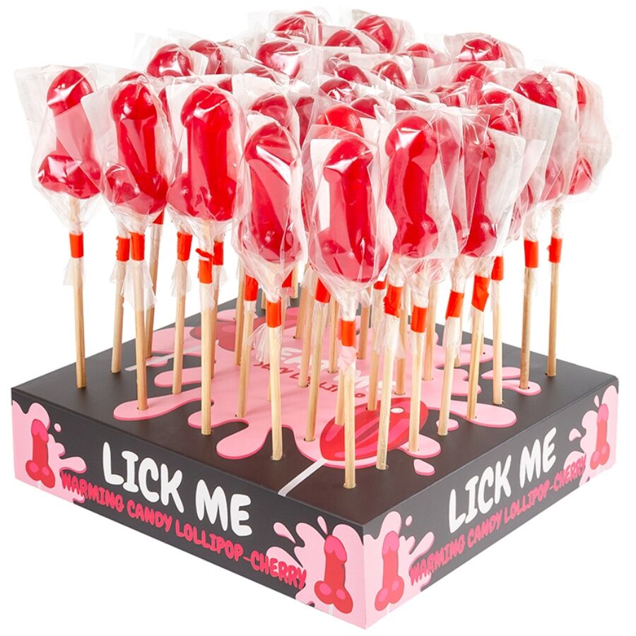 SECRETPLAY – LECCA-LECCA A FORMA DI PENE DI CARAMELLE ALLA CILIEGIA CON EFFETTO CALORE PICCANTE (40 UNITÀ)