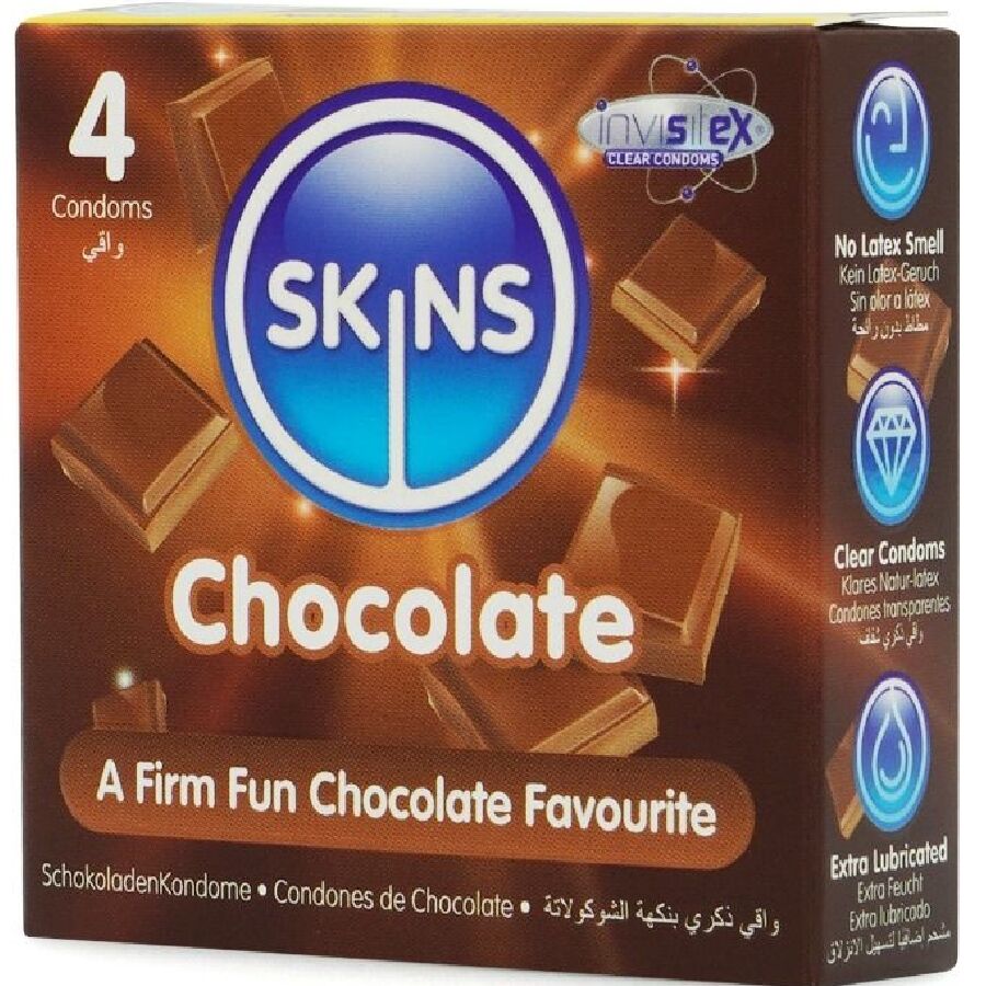 SKINS – PRESERVATIVI PREMIUM AL CIOCCOLATO CONFEZIONE DA 4