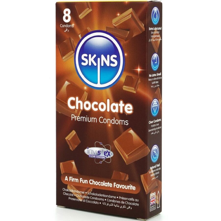 SKINS – PRESERVATIVI PREMIUM AL CIOCCOLATO CONFEZIONE DA 8