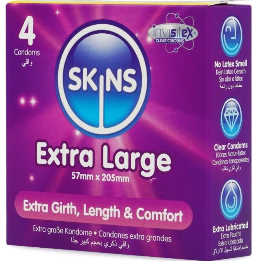 SKINS – PRESERVATIVI EXTRA LARGE PREMIUM CONFEZIONE DA 4