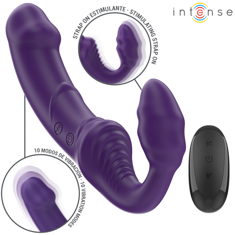 INTENSE - JILL DOPPIO VIBRATORE 20 CM VIOLA TELECOMANDO - immagine 2