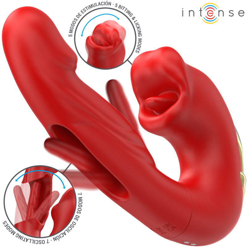 INTENSE – NATHY DOPPIO VIBRATORE CON BOCCA STIMOLANTE MULTIFUNZIONE ROSSO