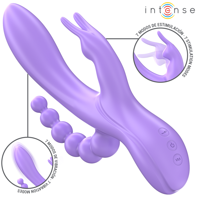 INTENSE – MIKO TRIPLO VIBRATORE CONIGLIO STIMOLATORE ANALE 7 VIBRAZIONI VIOLA