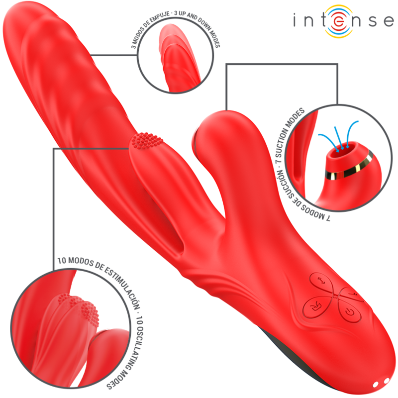 INTENSE – KAROL VIBRATORE MULTIFUNZIONE SPINTA E STIMOLAZIONE E ONDE STIMOLANTI ROSSO