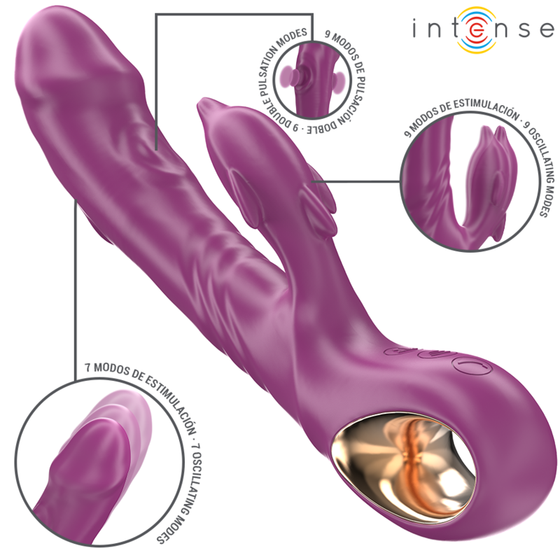 INTENSE – VIBRATORE MULTIFUNZIONE HALLE CON LINGUA STIMOLANTE A DELFINO VIOLA