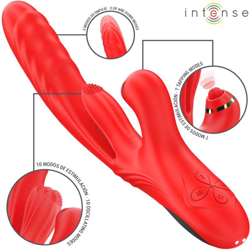 INTENSE – VIBRATORE MULTIFUNZIONE ROSALIA 3 IN 1 ROSSO