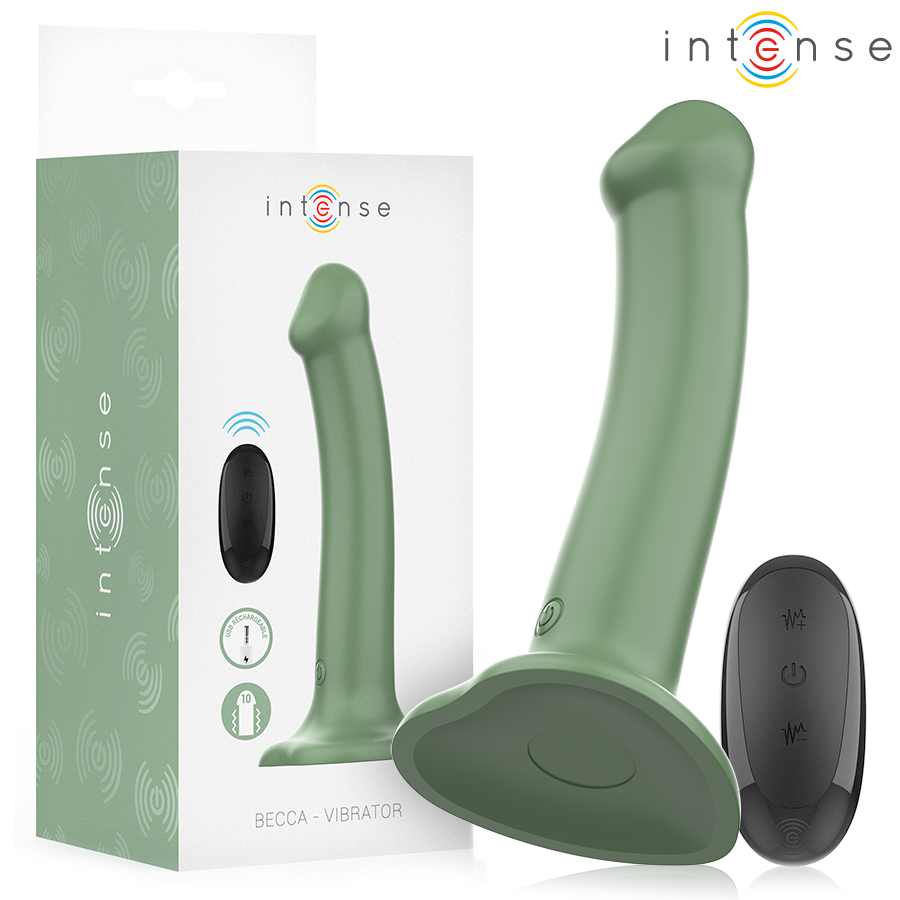 INTENSE – VIBRATORE BECCA CON VENTOSA 10 VIBRAZIONI TELECOMANDO VERDE