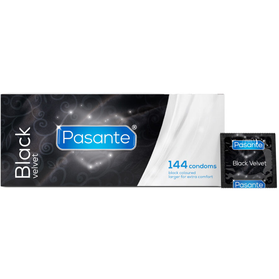 PASANTE – PRESERVATIVI IN VELLUTO NERO SCATOLA DA 144 UNITÀ