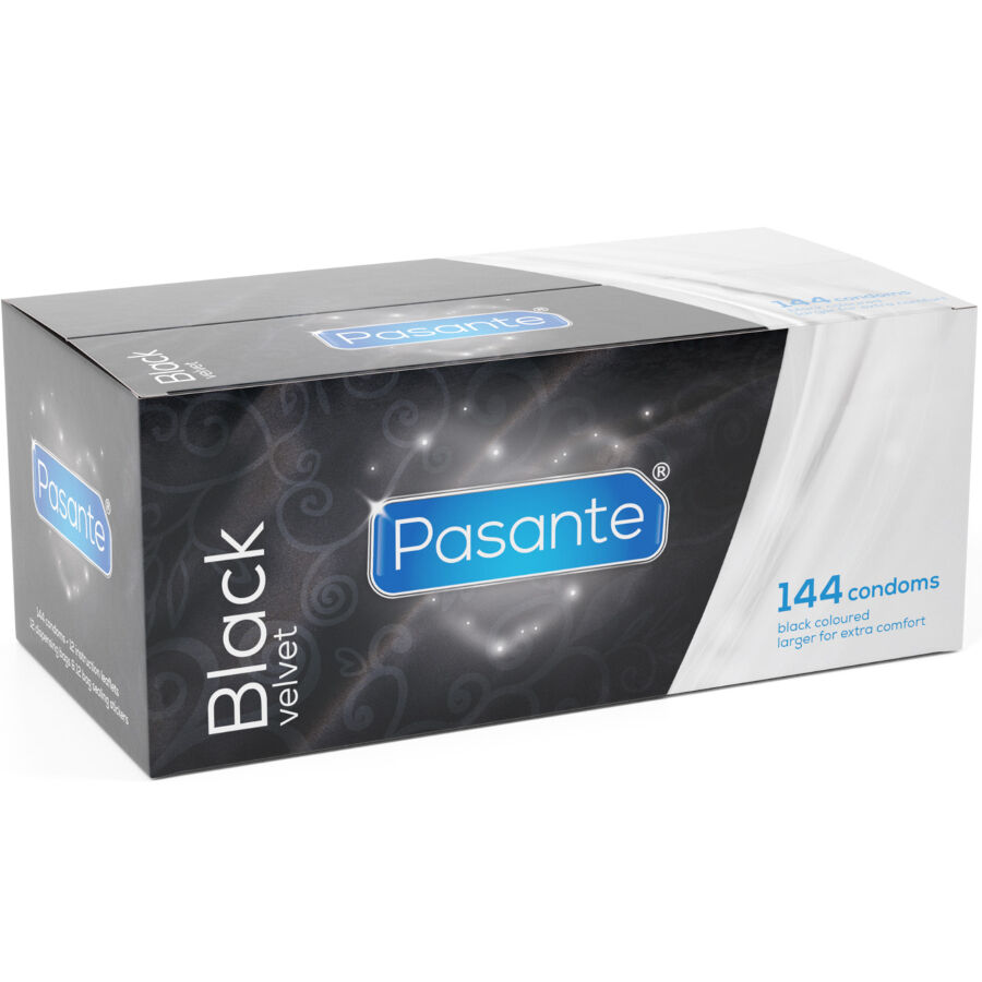 PASANTE – PRESERVATIVI IN VELLUTO NERO SCATOLA DA 144 UNITÀ