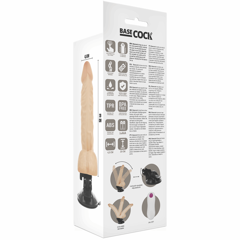 Vibratore realistico con testicoli e telecomando 20 cm Ø 4,5 cm BASECOCK - immagine 5