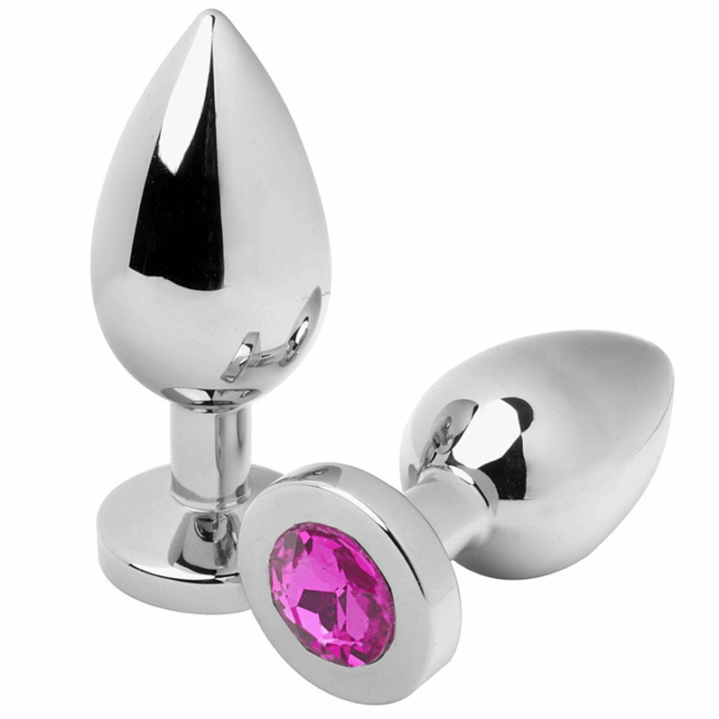 Plug anale in acciaio 7,6 cm Ø 3,3 cm con brillante rosa